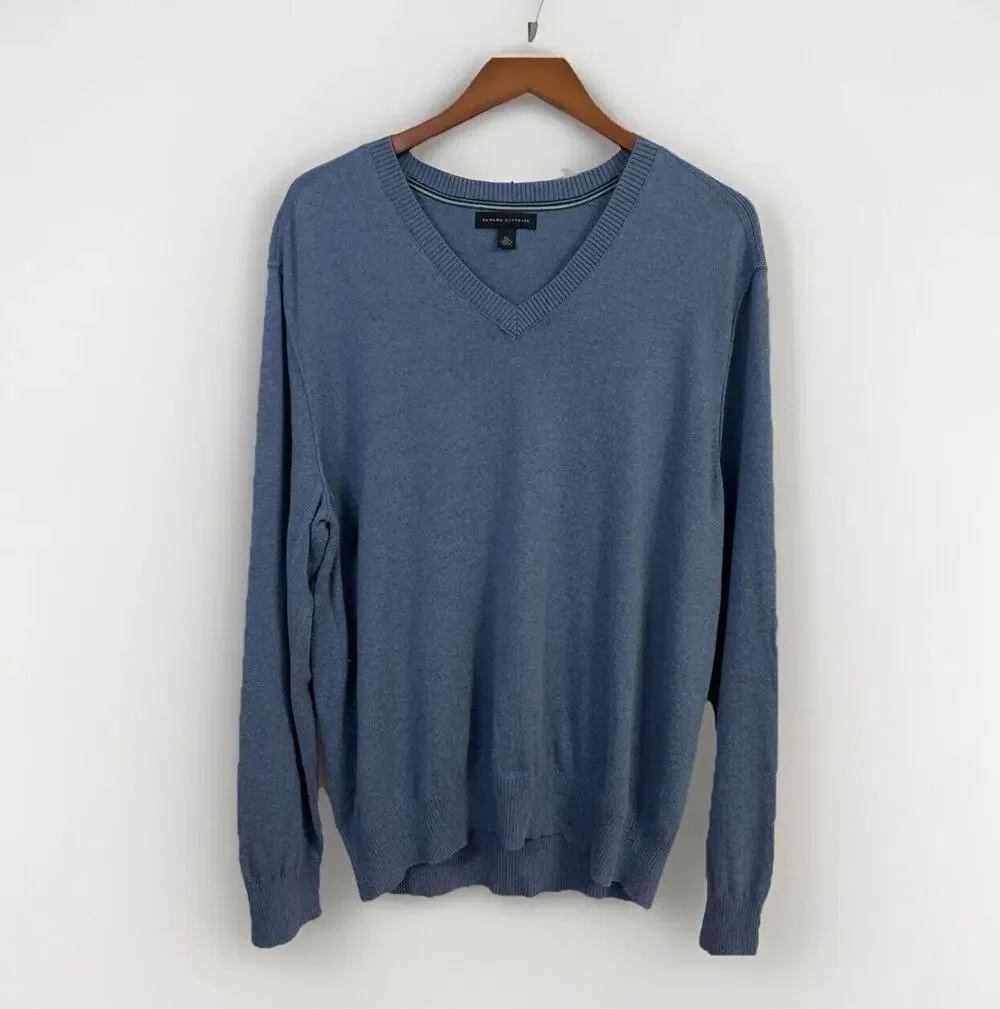 Banana Republic Cotton Cashmere Sweater Light Blue V Neck Men's Size Large